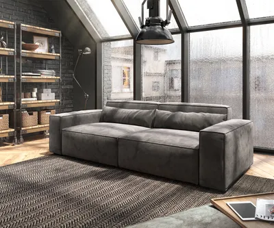 Produktbild von DELIFE Big-Sofa Sirpio 230x95 cm Mikrofaser Khakibraun mit Hocker