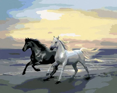 Produktbild von Zuty - Malen nach Zahlen - PFERDE AM STRAND, 40x50 cm, mit Keilrahmen (bereits gespannt)