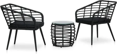 Obrázek produktu pro The Living Store 3-tlg. Bistro-set Poly Rattan Schwarz