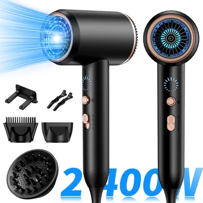 Produktbild von Haartrockner 2400W Ionen Föhn, 25m/s, Kaltluft, Anti-Frizz, 3 Stylingaufsätze, Keratin & Mandelöl, langlebiger AC-Motor