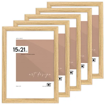 Obrázek produktu pro Rámečky LUCA®, FDM, sada 5 rámečků, barva dub, 15x21 cm