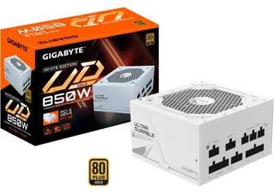 Immagine prodotto di GIGABYTE UD850GM PG5W Power Supply - PCIe 5.0, 80 PLUS Gold, Fully Modular Design, 120mm Fan, ATX 3.0 compatible, EU Plug