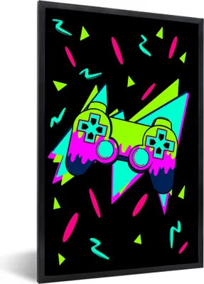 Produktbild von MuchoWow® MuchoWow® Gerahmtes Poster Gaming - Controller - Schwarz 20x30 cm - Poster mit zchwarzem Bilderrahmen - Drucken - Bilder Poster im Rahmen