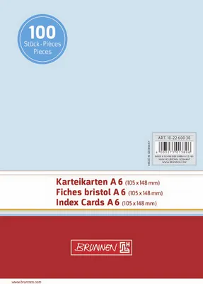 Produktbild von BRUNNEN Karteikarte A6 unliniert/blanko blau 100 Stück 102260030