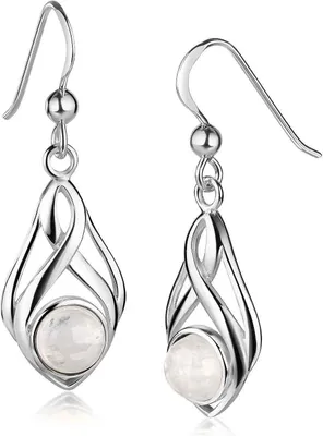 Produktbild von MATERIA by Matthias Wagner Mondstein Ohrringe hängend weiß 925 Sterling Silber SO-297-Weiß