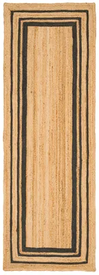 Produktbild von Naturfaser Teppich Läufer Jute Salsa, Größe:80x240 cm, Design:Bordüre Anthrazit