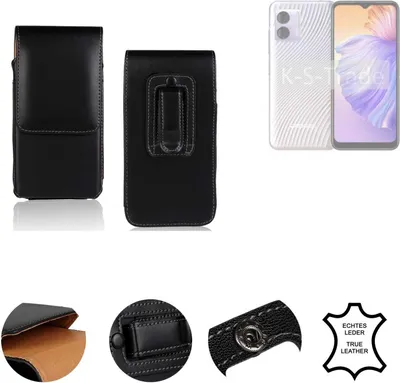 Produktbild von K-S-Trade Holster Gürteltasche Handy Hülle Schutzhülle kompatibel mit Doogee N50 Handyhülle Leder schwarz, 1x