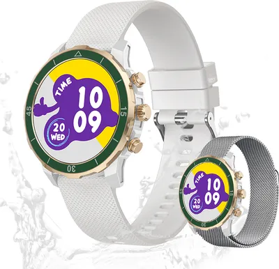 Produktbild von Valdus Damen Smartwatch 1,32 Zoll AMOLED Fitness-Tracker mit Telefonfunktion, IP68 wasserdicht, Herzfrequenzsensor, SpO2 & Schrittzähler – Weiß