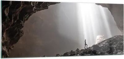 Produktbild von Bilder auf glas - Einteilig - Höhle Morgendämmerung Frau - 100x40cm - Glasbilder - Wandbilder - Bilder - Wanddekoration aus Glas - Glas Bilder - Wandbild auf Glas - GAB100x40-4468