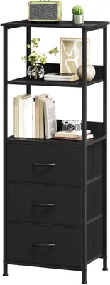 Imagen del producto de Estantería de 5 niveles con 3 cajones extraíbles, estructura de metal, tablero de madera, color , ideal para el salón