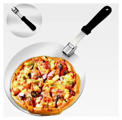 Produktbild von Pizzaschieber aus Edelstahl, 30,5 x 22 cm, mit klappbarem Griff