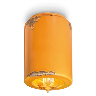 Image de Plafonnier Vintage Céramique Jaune 1 Lumière E14