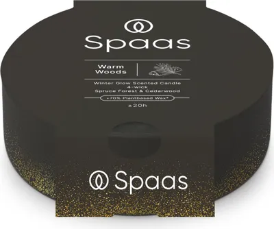 Produktbild von Spaas WinterGlow Duftkerze 4-Dochten – Warm Woods – Schwarz – ca. 20 Std.
