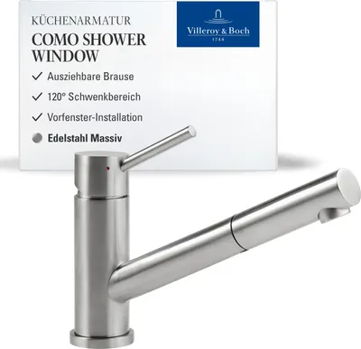Produktbild von Villeroy & Boch Como Shower Window Hochdruck-Küchenarmatur, Edelstahl massiv