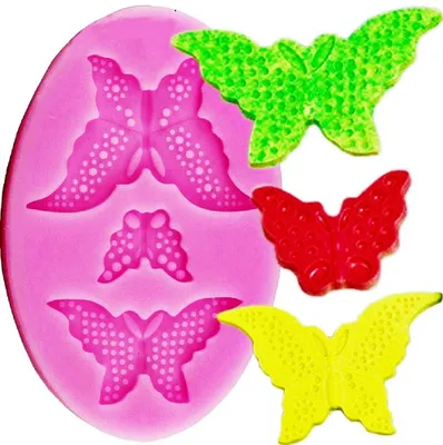 Productafbeelding van Siliconenmal met 3 vlindermotieven - Flexibele gietvorm voor knutselwerkjes - Set van 3 stuks