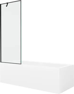 Produktbild von Mexen Cubik rechteckige Badewanne 160 x 70 cm mit Verkleidung und 1-flügliger Duschabtrennung 70 cm, Schwarzes Design - 55031607