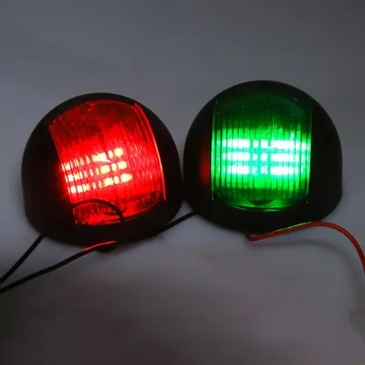 Immagine prodotto di 2 pezzi Luce di segnalazione Rosso Verde LED Luce di navigazione impermeabile per barca 12 V 24 V Nero