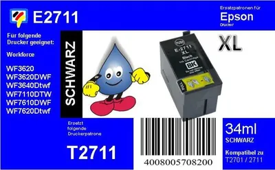 Produktbild von Dr. Inkjet Ersatzdruckerpatrone Black XL mit 34ml Inhalt ersetzt T271140