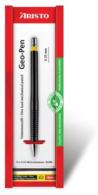 Produktbild von Aristo Feinminenstift Geo-Pen schwarz 0,35 mm mit 12 Ersatzminen, im Ecoblister