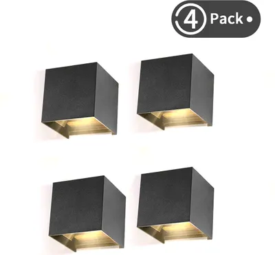 Produktbild von DOPWii 4 Pack 12W LED Wandleuchten Innen/Außen Wandlampe Auf und ab Einstellbarer Lichtstrahl 2700-3000K Warmweiß