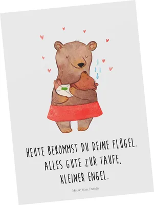 Produktbild von Mr. & Mrs. Panda Grußkarte Bären Taufe - Weiß - Geschenk, Zur, Kunstkarten, Postkarten, Taufspruch, Postkarte, Ansichtskarte, Ansichtskarten, Bärenmutter, Bär