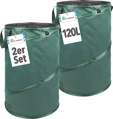 Produktbild von TTL GARDEN Premium Pop Up Gartensack 120L – 2er Set faltbar & selbstaufstellend