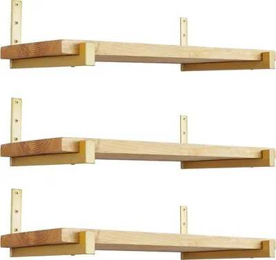 Produktbild von Famanu Wandhalterung für Regale - Metallische Wandmontage - Industrielle Regalhalterungen - 12 Zoll - Gold