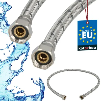 Productafbeelding van KOTARBAU® Flexibele Aansluitslang 3/8" x 3/8" Flexibele Kraanslang 90 cm Sanitaire Aansluitslang met Roestvrijstalen Vlechtwerk