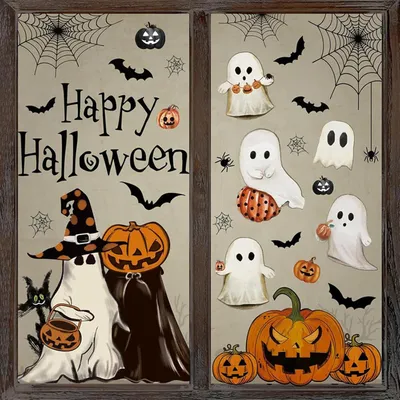 Produktbild von 6 Fensterbilder zum Thema Halloween, Halloween-Aufkleber für Fenster, selbstklebend