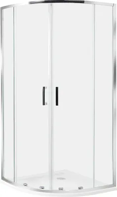 Produktbild von BELIANI Duschkabine Silber Sicherheitsglas u. Aluminiumprofile 90x90 cm Halbrund 185 cm Hoch mit Magnetschloss u. 2 Schiebetüren Modern Duschabtrennung