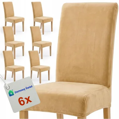 Produktbild von Universal-Velours-Stuhlbezüge, 6er-Set, beige