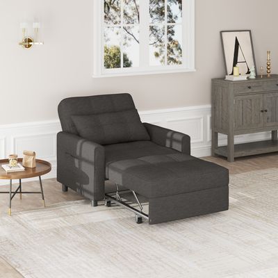 Bealife Einzelschlafsofa, 3-in-1-Sessel mit verstellbarer Rückenlehne, TV-Armlehne mit Seitentaschen, 191x68x44cm