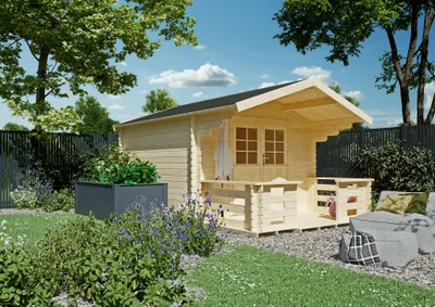 Produktbild von Gartenhaus Vanna I 3,00x3,00 m - inklusive Terrasse und langlebigem EPDM-Dach