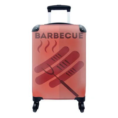 Produktbild von MuchoWow® Koffer Handgepäck Trolley Rollkoffer Kleine Reisekoffer mit 4 Rollen - Barbecue Illustration mit Würstchen - Cabin Size < 55x40x23 cm & 55x40x20 cm - Fotokoffer - Kabinenkoffer - Boardgepäck - Reise-Box - Reisekoffer - Reisegepäck - Koffer mit Bild - Trolley für Kinder