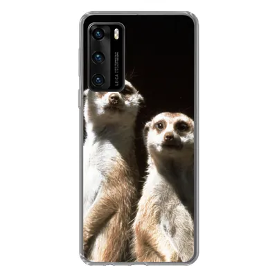Produktbild von MuchoWow® Handyhülle Schutzhülle Hülle für Huawei P40 Schwarz - Erdmännchen - Tiere Silikon Softcase Handy Hülle - Handytasche