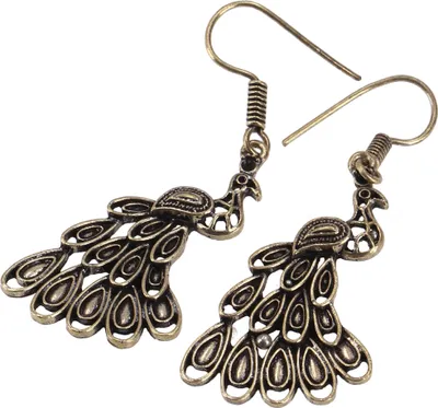 Produktbild von Tribalohrringe aus Messing, Ethnoohrringe, Goaschmuck mit Pfauen - Gold Antik, Gold-Farben, 5*2*0,1 cm, Ohrringe + Ohrstecker Modeschmuck