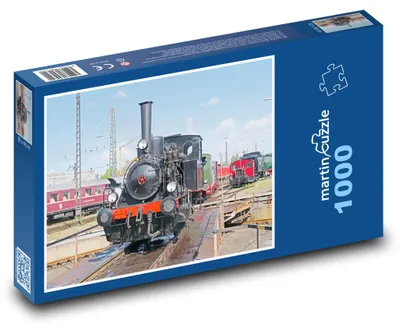 Zdjęcie produktu dla Puzzle 1000 Historyczna lokomotywa parowa na stacji - martinpuzzle