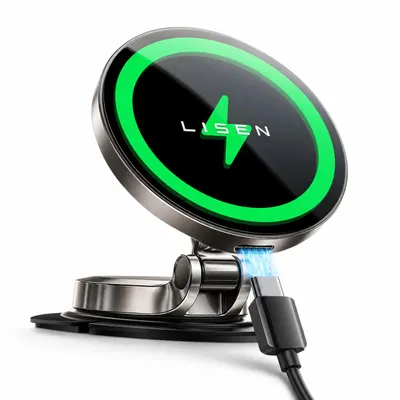 Produktbild von LISEN Magnetischer Auto-Handyhalter – 15W MagSafe Ladegerät, Aluminium, 360° Drehbar, KI-generiertes Bild