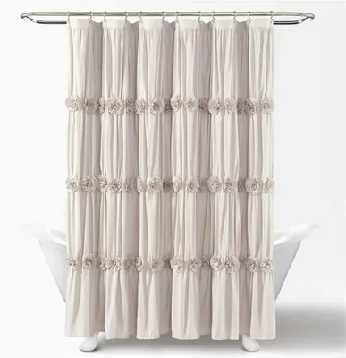 Produktbild von Darla Duschvorhang im Vintage-Chic-Stil mit Blumenmuster, gerafft, 132 cm x 160 cm