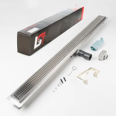 Produktbild von Duschrinne Quadrate 1200x70mm Ablaufrinne mit Edelstahl Siphon Haarsieb