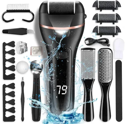 Image de Kit de pédicure professionnel – Lime électrique 21-en-1 – 3 têtes adaptées à tous les types de peau – Étanche et rechargeable – Pour un usage à domicile