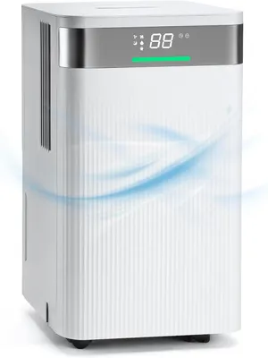 Image de Déshumidificateur d'air de 12 litres par jour, déshumidificateur électrique avec réservoir de 2 litres et écran LED, 3 modes, idéal pour chambre, cave, salle de bain. Élimine efficacement l'humidité