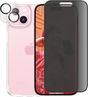 Produktbild von PanzerGlass ® 3-in-1 Privacy Set iPhone 15, Apple, Apple - iPhone 15, Trockene Anwendung, Schockresistent, Transparent, 1 Stück(e)