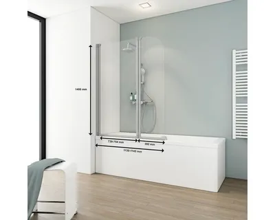 Produktbild von Badewannenaufsatz 2-teilig SCHULTE Komfort 115 x 140 cm Klarglas Profilfarbe aluminium D1653 01 50 140