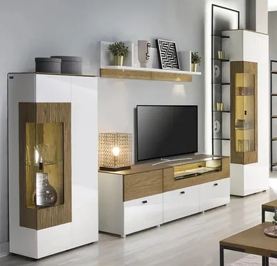 Produktbild von Modern Set TV-Lowboard 2x Vitrine s Wohnwand Wandregal Komplett