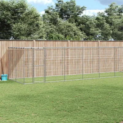 Produktbild von vidaXL Outdoor-Hundezwinger mit Überdachung Verzinkter Stahl 16,94 m²
