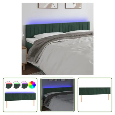 Produktbild von The Living Store LED Kopfteil Dunkelgrün 200x5x78/88 cm Samt