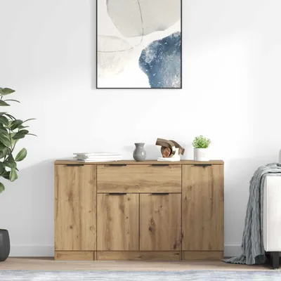 Obrázek produktu pro Komoda vidaXL, 3 kusy, Imitace dub Artisan, 120 x 30 x 70 cm, dřevotřísková deska