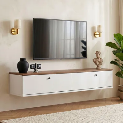 Produktbild von Skye Decor, TV Stand 100% Melaminbeschichtet, Atlantik-Kiefer & Weiß, 140 cm