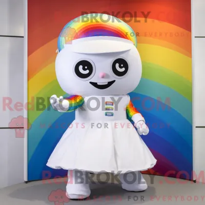 Produktbild von Maskottchenkostüm REDBROKOLY Weißer Regenbogen mit Minikleid und Gürteln
